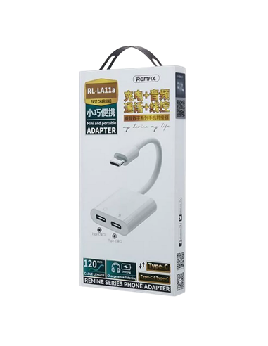 Аудио адаптер Remax RL-LA11a, USB Type-C/USB Type-C, 0,12м, Белый
