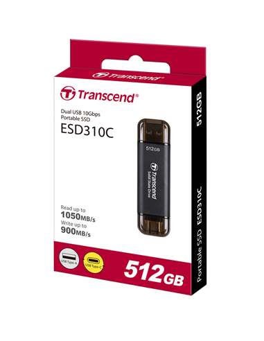 Внешний портативный SSD накопитель Transcend ESD310C, 512 GB, Чёрный (TS512GESD310C)