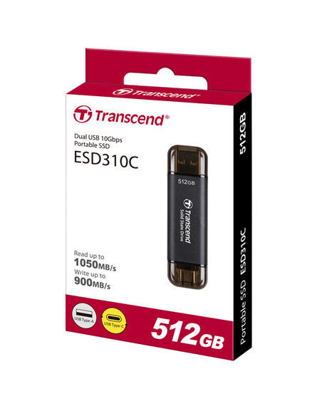 Внешний портативный SSD накопитель Transcend ESD310C, 512 GB, Чёрный (TS512GESD310C)