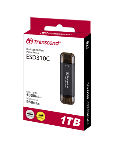 Внешний портативный SSD накопитель Transcend ESD310C, 1 ТБ, Чёрный (TS1TESD310C)