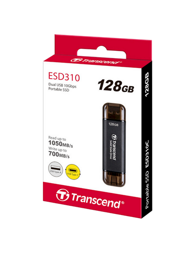 Внешний портативный SSD накопитель Transcend ESD310C, 128 Гб, Чёрный (TS128GESD310C)