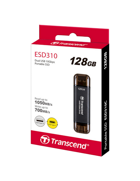 SSD portabil extern Transcend ESD310C, 128 GB, Negru (TS128GESD310C)