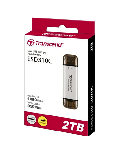 Внешний портативный SSD накопитель Transcend ESD310S, 2 ТБ, Серебристый (TS2TESD310S)