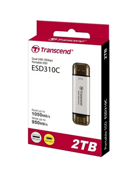SSD portabil extern Transcend ESD310S, 2 TB, Argintiu (TS2TESD310S)