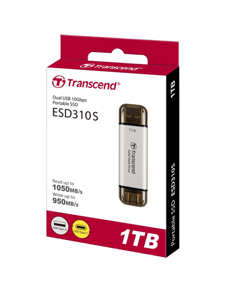 SSD portabil extern Transcend ESD310S, 2 TB, Argintiu (TS2TESD310S)