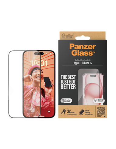 Sticlă de protecție PanzerGlass iPhone 15 UWF wA, Transparent