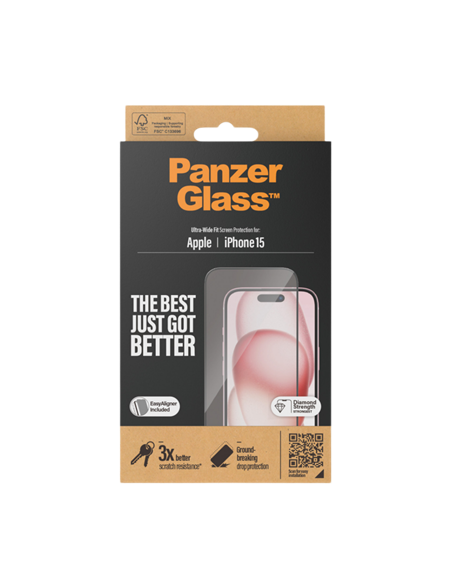 Sticlă de protecție PanzerGlass iPhone 15 UWF wA, Transparent