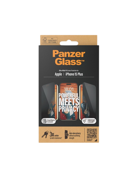 Защитное стекло PanzerGlass iPhone 15 Plus Privacy wA, Прозрачный
