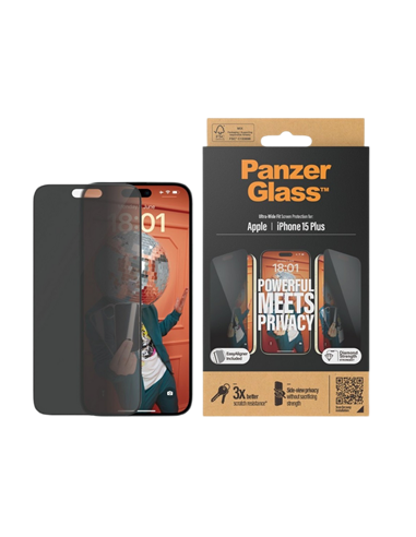 Защитное стекло PanzerGlass iPhone 15 Plus Privacy wA, Прозрачный