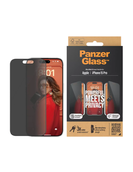 Sticlă de protecție PanzerGlass iPhone 15 Pro UWF Privacy wA, Transparent