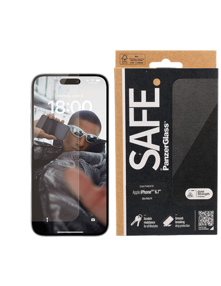 Sticlă de protecție PanzerGlass SAFE. UWF for iPhone 15 Plus, Transparent