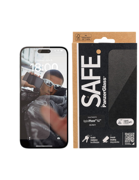 Sticlă de protecție PanzerGlass SAFE. UWF for iPhone 15 Plus, Transparent