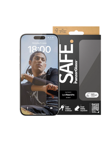 Sticlă de protecție PanzerGlass SAFE. UWF for iPhone 15 Pro, Transparent