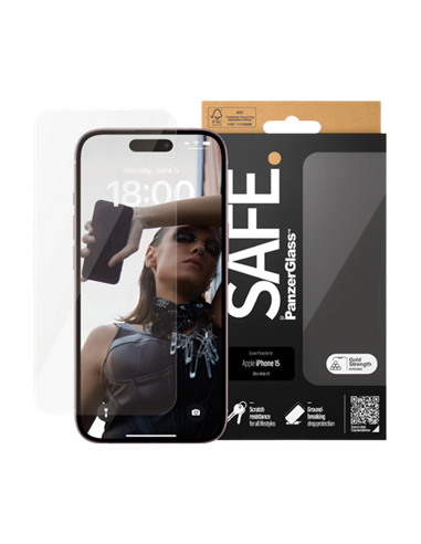 Защитное стекло PanzerGlass SAFE. UWF for iPhone 15 , Прозрачный