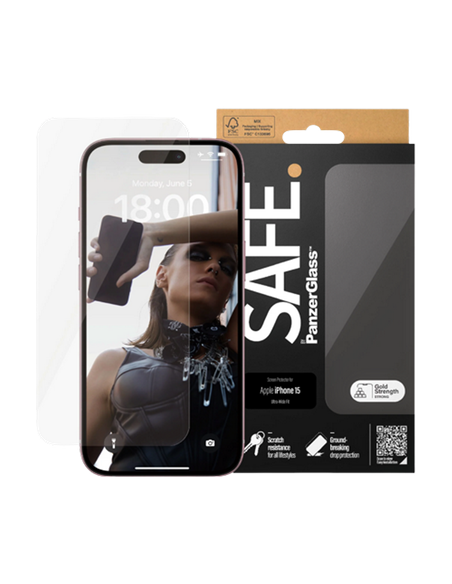 Защитное стекло PanzerGlass SAFE. UWF for iPhone 15 , Прозрачный Защитное стекло PanzerGlass SAFE. UWF for iPhone 15 , Прозрачный