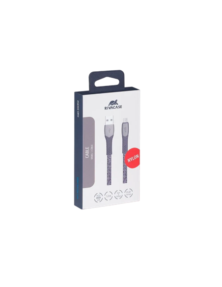 Cablu de încărcare și date Rivacase PS6102, USB Type-C/USB Type-A, 1,2m, Gri
