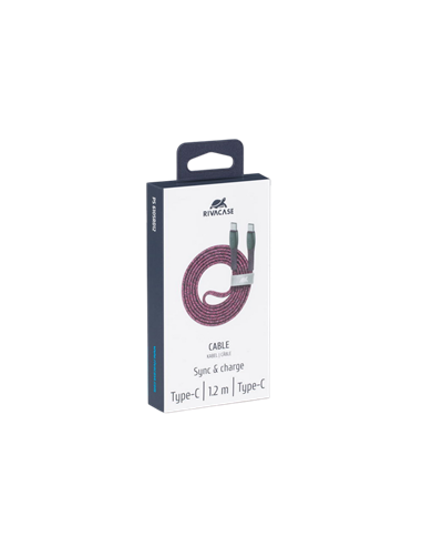 Cablu de încărcare și date Rivacase PS6105, USB Type-C/USB Type-C, 1,2m, Roșu