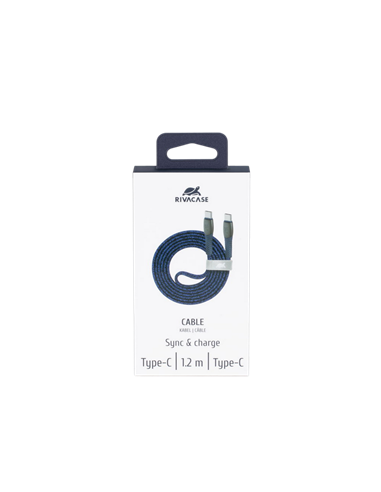 Cablu de încărcare și date Rivacase PS6105, USB Type-C/USB Type-C, 1,2m, Albastru