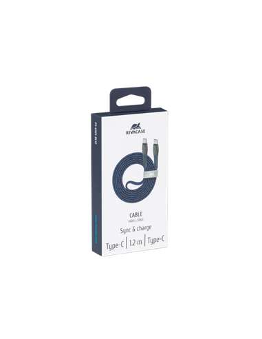Cablu de încărcare și date Rivacase PS6105, USB Type-C/USB Type-C, 1,2m, Albastru