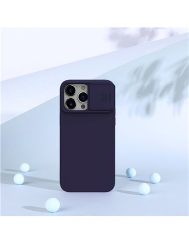 Husă Nillkin iPhone 15 Pro, CamShield Silky Silicone, Dark Purple
