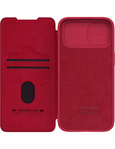 Husă tip carte Nillkin iPhone 15 - Qin Pro, Roșu