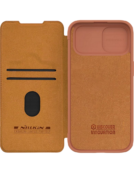 Чехол книжка Nillkin iPhone 15 - Qin Pro, Коричневый
