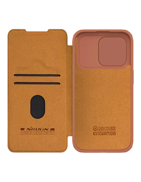 Husă tip carte Nillkin iPhone 15 Pro Max - Qin Pro, Maro