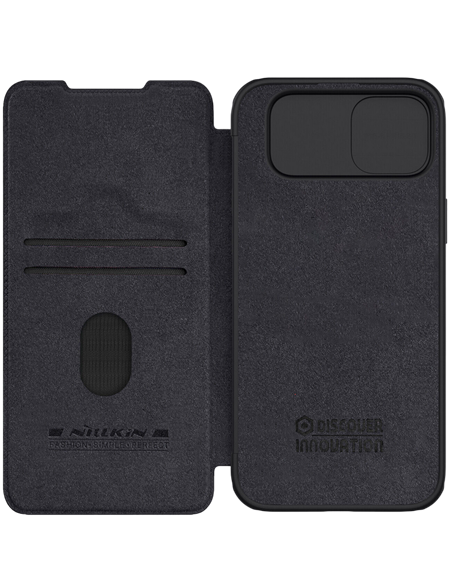 Husă tip carte Nillkin iPhone 15 Plus - Qin Pro, Negru Husă tip carte Nillkin iPhone 15 Plus - Qin Pro, Negru