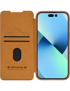 Чехол книжка Nillkin iPhone 15 Plus - Qin Pro, Коричневый