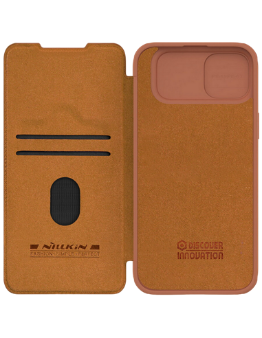 Husă tip carte Nillkin iPhone 15 Plus - Qin Pro, Maro