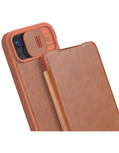Husă tip carte Nillkin iPhone 15 Plus - Qin Pro, Maro