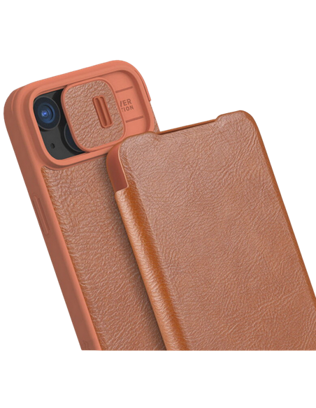 Husă tip carte Nillkin iPhone 15 Plus - Qin Pro, Maro Husă tip carte Nillkin iPhone 15 Plus - Qin Pro, Maro