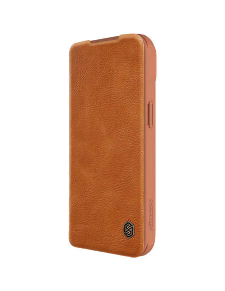 Husă tip carte Nillkin iPhone 15 Plus - Qin Pro, Maro Husă tip carte Nillkin iPhone 15 Plus - Qin Pro, Maro