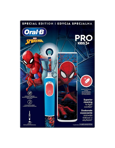 Periuță de dinți electrică Braun Kids Vitality PRO D103 Spiderman, Albastru