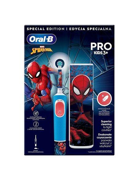 Электрическая зубная щетка Braun Kids Vitality PRO D103 Spiderman, Синий