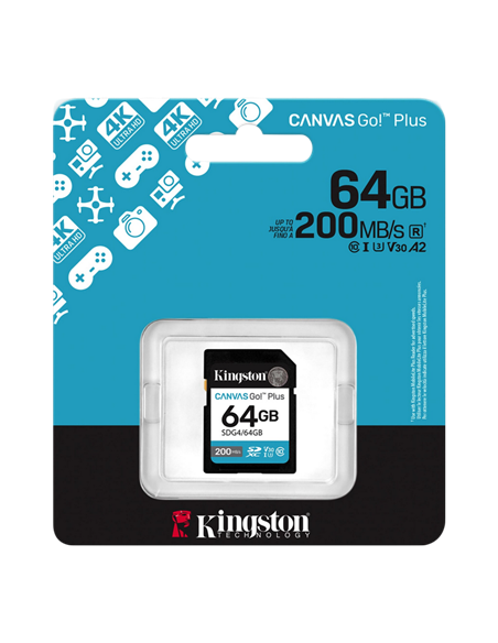 Карта памяти Kingston Canvas Go! Plus, 64Гб (SDG4/64GB)