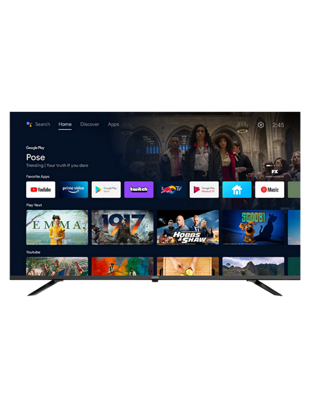 50" LED SMART Телевизор OZON U50Z8000R, 3840x2160 4K UHD, Android TV, Чёрный