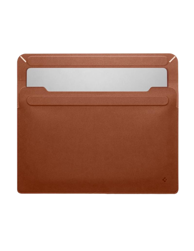 Husă pentru laptop Spigen Valentinus 15-16", Piele artificială, Cafeniu
