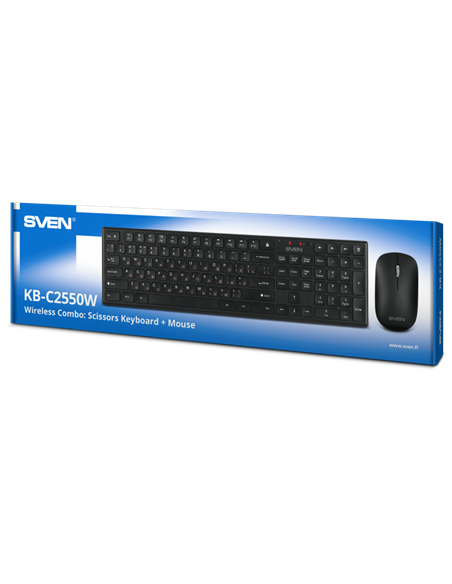 Клавиатура и мышь SVEN KB-C2550W, Беспроводное, Чёрный