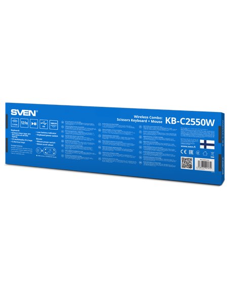 Клавиатура и мышь SVEN KB-C2550W, Беспроводное, Чёрный