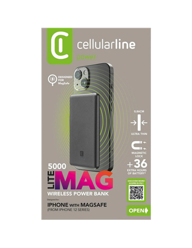 Acumulator extern Cellularline MAG LITE 5000mAh, Gri