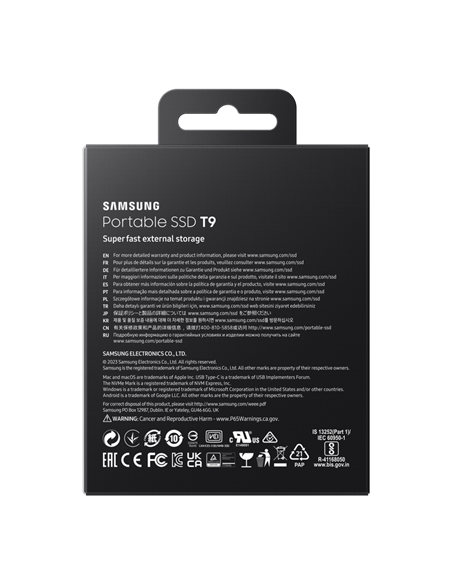 Внешний портативный SSD накопитель Samsung T9, 4 ТБ, Чёрный (MU-PG4T0B/WW)