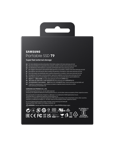 Внешний портативный SSD накопитель Samsung T9, 1 ТБ, Чёрный (MU-PG1T0B/EU)