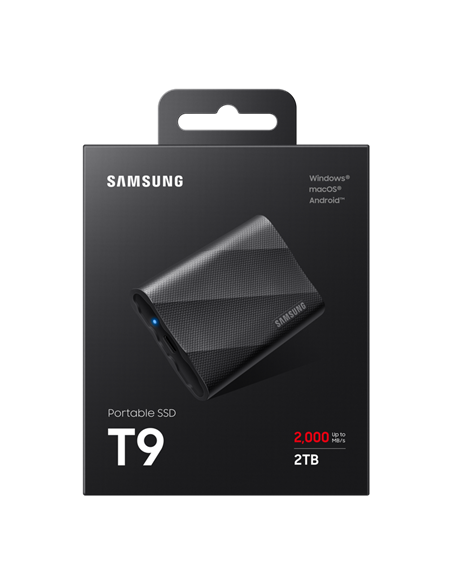 Внешний портативный SSD накопитель Samsung T9, 2 ТБ, Чёрный (MU-PG2T0B/EU)
