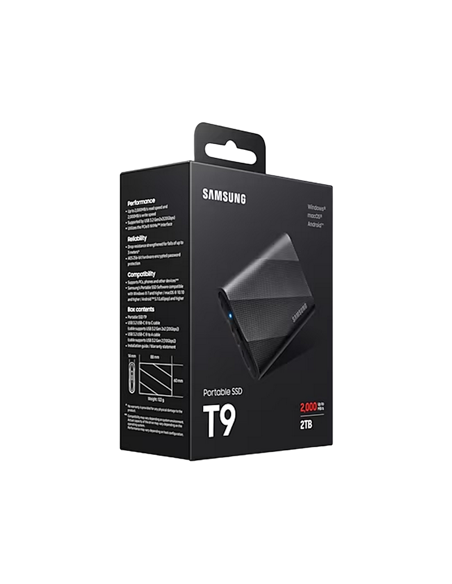 Внешний портативный SSD накопитель Samsung T9, 2 ТБ, Чёрный (MU-PG2T0B/EU)