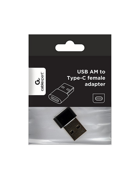 Адаптер для USB-кабеля Cablexpert A-USB2-AMCF-02, USB Type-A (M)/USB Type-C (F), Чёрный