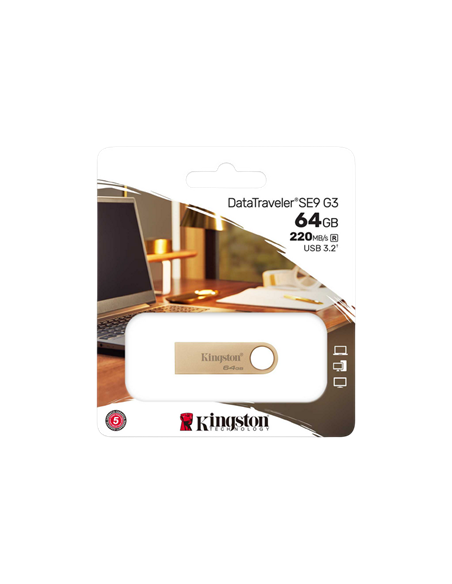 USB Flash накопитель Kingston DataTraveler SE9 G3, 64Гб, Золотой