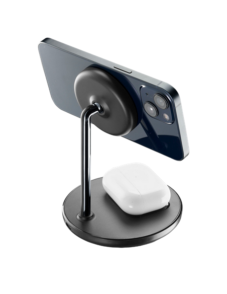 Беспроводная зарядка Cellularline Mag Duo, 7.5Вт, Чёрный