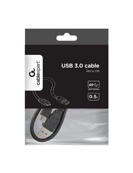 Cablu încărcare și sincronizare Cablexpert CCP-USB3-AMCM-0.5M, USB Type-A/USB Type-C, 0,5m, Negru