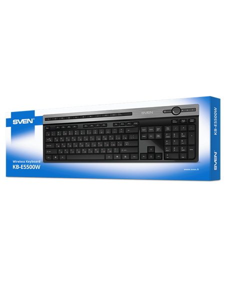 Tastatură SVEN KB-E5500W, Fără fir, Negru | Argintiu